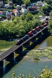 2024 09 03 South bound freight train crossing the Potomac River at Harpers Ferry, WVa 9426