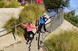 Kids Climb Curved Stairs
