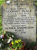 2024, 27TH AUGUST - RON BAIRD, HEADSTONE OF REAR ADML. GODFREY PLACE, VC, GB, CVO, DSC, PAST CAPTAIN OF HMS GANGES. 