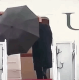 TRump drops umbrella outside airforce one and leaves it  GIF.gif