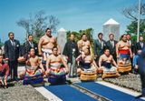 Sumo wrestlers visiting Iwo Jima