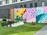 The far end of the mural