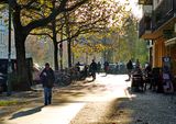 Berlin; the streets on Prenzlauer Berg area (the ex-Oriental Berlin) are very large and nice to walk on. 