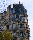 Detail of a building seen from the Jardin du Luxembourg. 