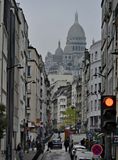 The Sacr Coeur, the most emblematic spot of the 18me, seen from the Boulevard de la Chapelle.