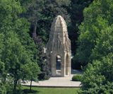 View from UFO Tower_towards_Original part of Franciscan Church Tower_now a gazebo in the Park