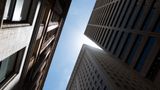 Looking up on Bush Street
