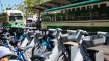 Bike Share and F Market Trains along The Embarcadero