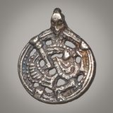 Bound and gripping beast, silver or billon, 29 mm, ca 9th-10th C, Kievan Rus