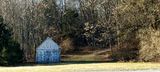 The little white shed in winter 