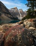 Boulders along the shoreline at Moraine Lake, Banff National Park, Alberta, Canada