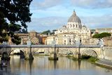 Ponte SantAngelo with St. Peters Basilica in the background, Rome