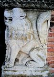 Majestic Stone Carved Lions Guarding the Palace Mogoșoaia Entry Door 