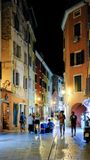 Rovinj, busy streets at evening