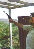 Me shooting a .44 magnum revolver.