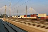 Port Mann Bridge over the railway tracks