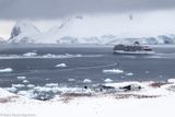 Peguin colony with Viking Polaris in backgroun