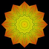 Kaleidoscopic picture created with an autumn leaf seen in November