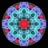 Kaleidoscopic picture created with textile art