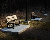 Banc dans la lumiere du matin