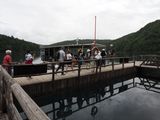 Catching the boat across the lake