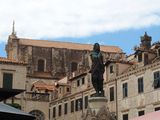 Chruch of St. Ignatius behind the statue of Ivan Gundulic in Gundulic Square