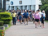 Crowds descending on the cruise boat we were taking