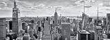 Panoramic Skyline of Midtown Manhattan & Empire State Building (B&W)