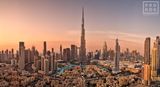 Burj Khalifa and Dubai Cityscape at Sunset