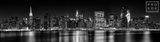 Panoramic Skyline of Midtown Manhattan at Night (B&W)