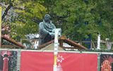 Statue of Martin Luther in the Christmas Market at Alexanderplatz in Berlin