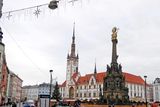 Horní Square in Olomouc with the Holy Trinity Column (1716) and the Olomouc City Hall