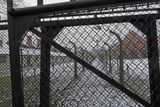 Paired electrified barbed-wire fences in Auschwitz