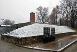 Bunker and chimney of gas chamber and crematorium at Auschwitz