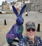Bill with Hare statue in Lerwick, Shetland Islands