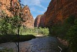 The Virgin River flows through Zion Canyon