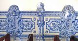 Portuguese-style blue tile work covers the walls in the Cathedral of Sao Tome.JPG