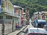 Church Street and the Church of Our Lady of the Assumption, Soufriere, St Lucia. Lucia