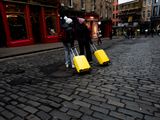 Yellow Suitcases on Victoria Street, Edinburgh