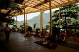 Visitors to the Dalai Lama Temple, Dharamshala, India
