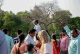 Pinching the Top of the Taj Mahal, Agra, India