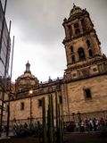 Cacti and Poles Outside the Cathedral of Mexico City, Mexico