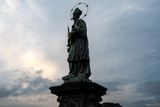 In His Hands a Martyrs Palm Branch, the Statue of a Saint, Prague, Czechia