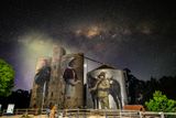 Silo Art under the setting Milky Way