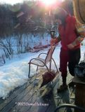 Peter deicing the deck!