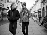 Friends in town a winter day