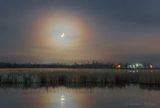 First Quarter Moon Beyond The Swale At Night 90D59741-5