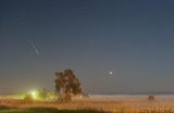 Meteor, Venus & Distant Ground Fog At Night 90D81503-7