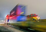 Eastbound Freight Passing Westbound 90D104374