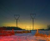 Night Sky Glow Beyond Hydro Towers 90D136664
